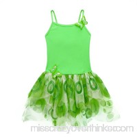 ACSUSS Kids Girls 2PCS Tankini Swimsuit Spaghetti Straps Crop Top Bra with Tutu Dress Swimwear One Piece Green B07HMY2X94